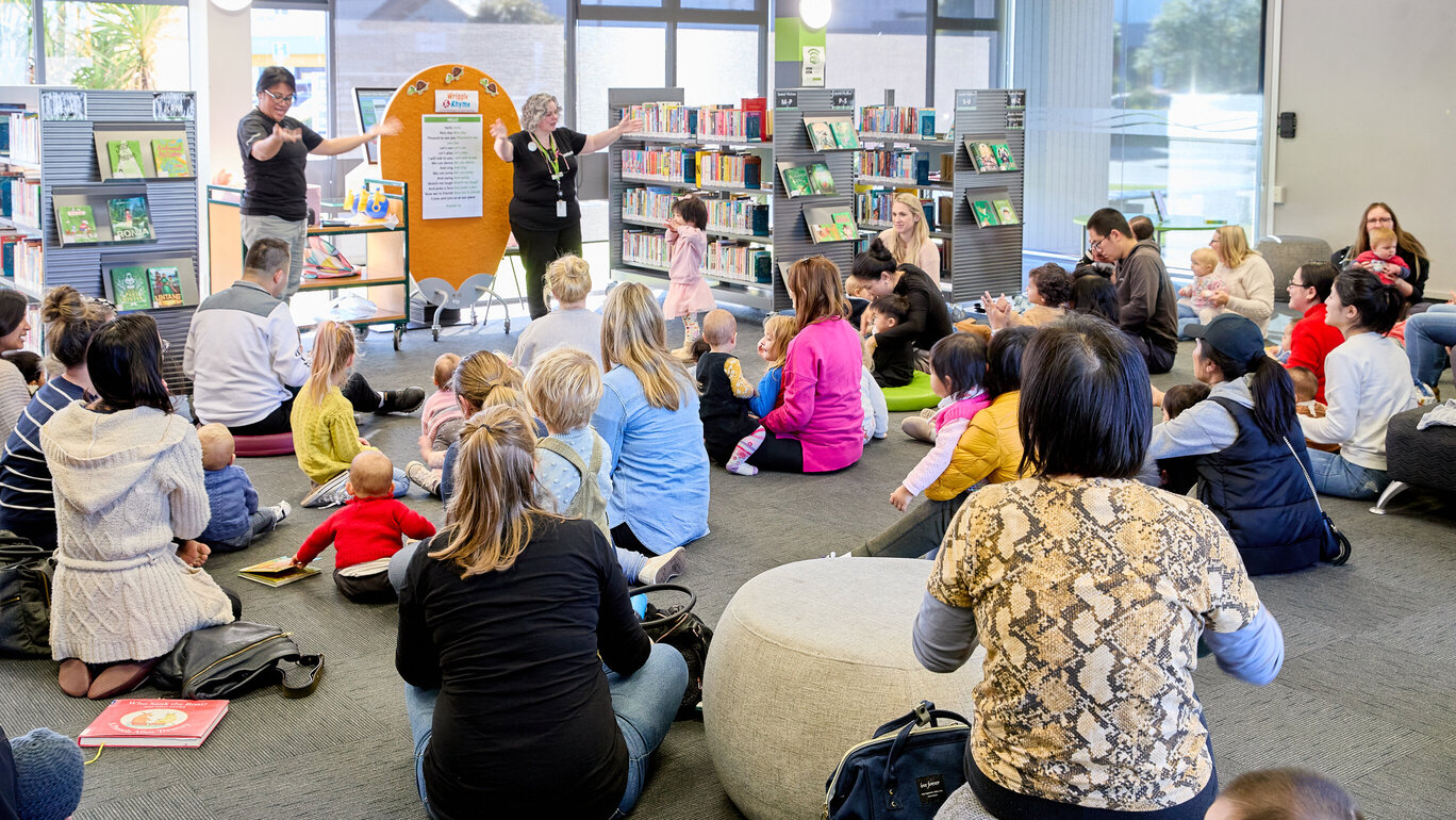 Image of a toddler wriggle and rhyme session going on